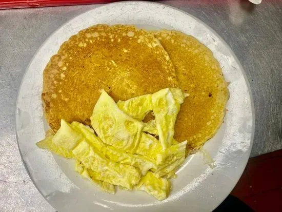 2 PANCAKES W/ EGGS