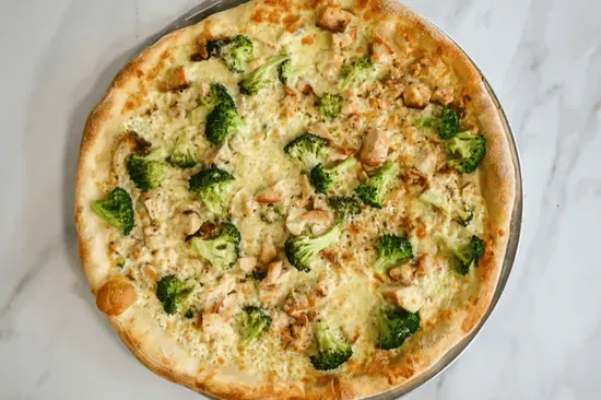 Chicken and Broccoli Alfredo Pizza