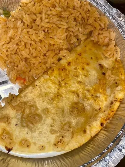 5.- One Cheese Quesadilla And Rice