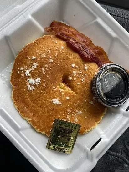 1 Pancake or Half of Waffle or French Toast, 1 Bacon & 1 Sausage