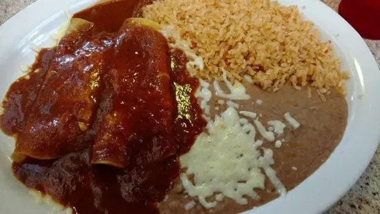 5. Two Enchiladas, Rice and Beans