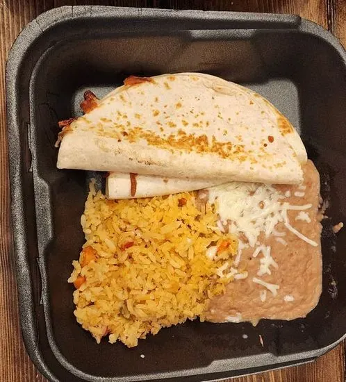 3. Cheese Quesadilla with Rice and Beans