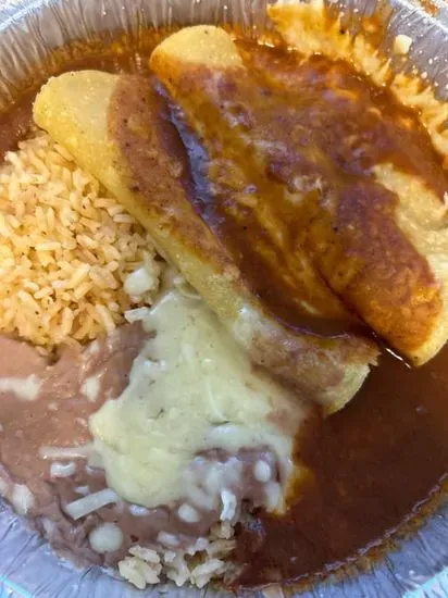 5. Two Enchiladas, Rice and Beans