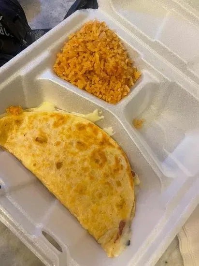 Cheese Quesadilla and Rice