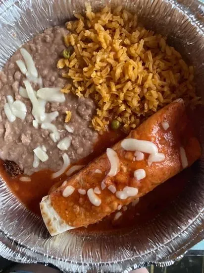  Kids beef Burrito, Rice, & Beans