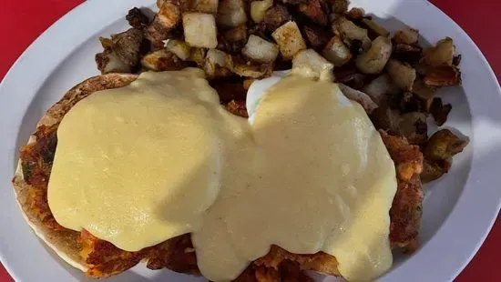 Portuguese Benny with home fries