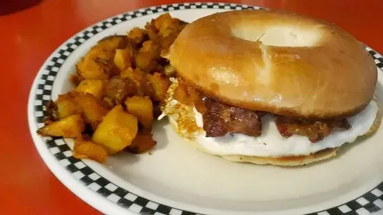 Diner Breakfast Sandwich with home fries