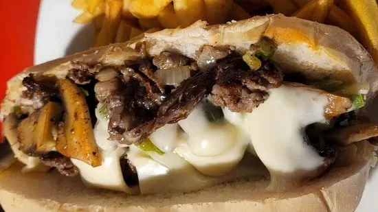 Steak Bomb Sub with french fries