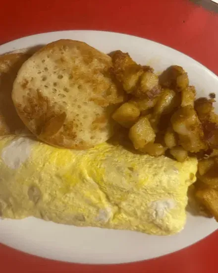 Portuguese Hash & cheese with home fries and toast