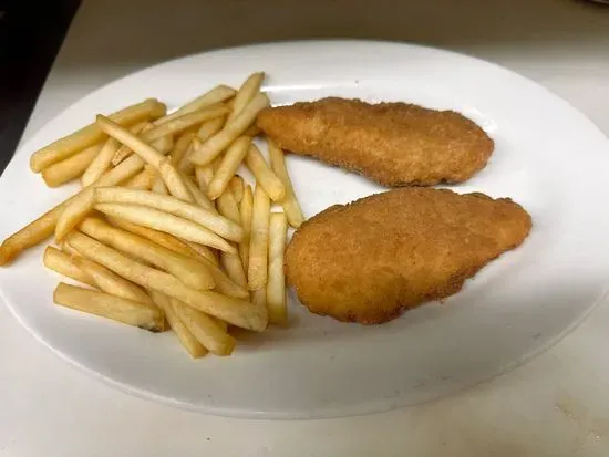 Fried chicken tenders with fries