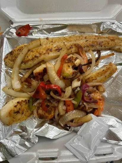 20. 5 Jumbo Shrimp & 2 Pieces of Fish