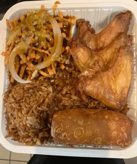 1. Egg Roll, Chicken Wings & Chow Mein