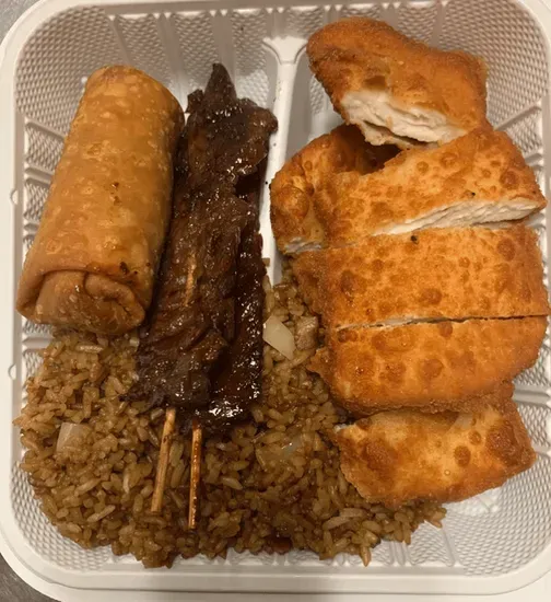 8. Boneless Chicken, Egg Roll & Beef Teriyaki