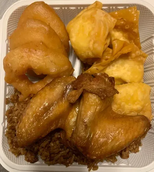 7. Sweet & Sour Shrimp, Chicken Wing & Crab Rangoon