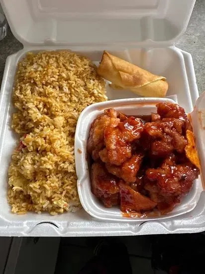 D16. Orange Chicken & Spring Roll