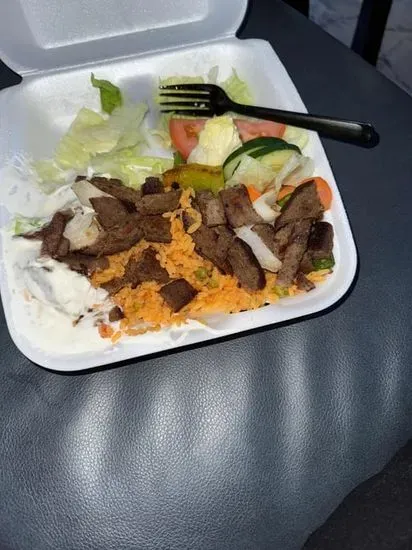 Beef Kabob Rice & Salad