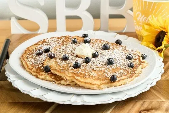 Blueberry Granola Pancakes ~