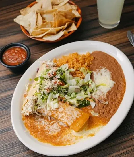 2. (1) Enchilada De Queso, (1) Taco De Carne Deshebrada Y (1) Chile Relleno Combo