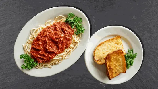 Lg Spag. W/ Meat Sauce & 2 Pcs. Garlic Bread