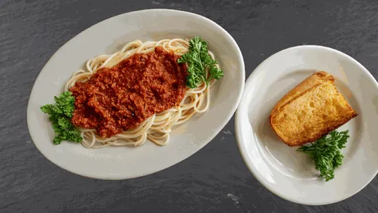 Sm Spag. W/ Meat Sauce & 1 Pc. Garlic Bread