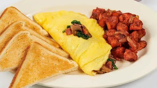 Spinach, Mushroom, Bacon and Cheese Omelette