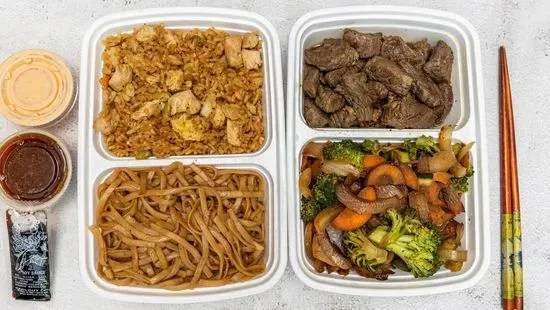 Hibachi Steak Dinner Combo (Veg, Ck Fried rice, Noodle only. NO SOUP, NO SALAD)