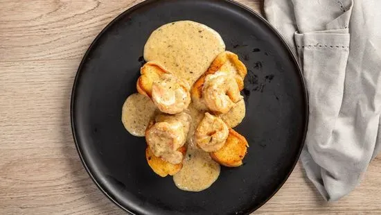 WHISKEY SHRIMP ON COUNTRY TOAST