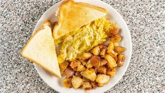 2 Eggs, home fries and white toast