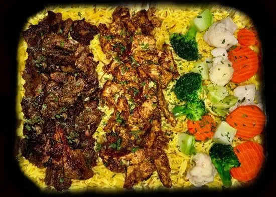 SHAWARMA FAMILY COMBO, GARDEN SALAD & CHEESE BREAD