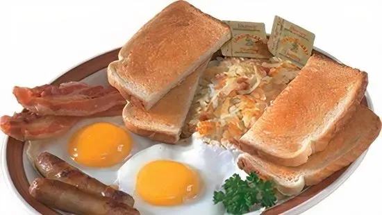 2 eggs / meat / toast