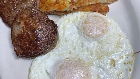 Two Eggs /Sausage Patties/Hash Browns 