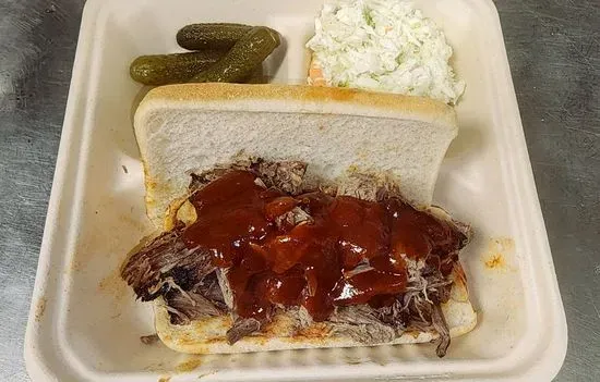 BBQ Smoked Pulled Beef Sandwich Meal