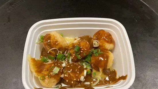 Steamed Shrimp Wonton with Spicy Sesame Peanut Sauces (6)芝麻虾云吞