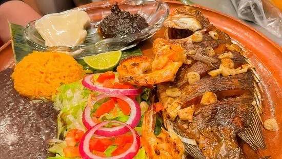 50. Mojarra Frita y Camarones Al Gusto / 51. Fried Tilapia and Shrimp (Any Way)