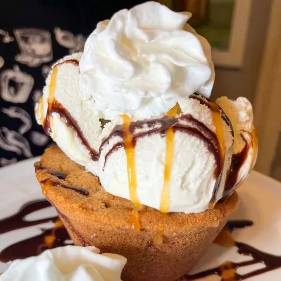 Chocolate Chip Lava Cake topped with Vanilla Ice Cream