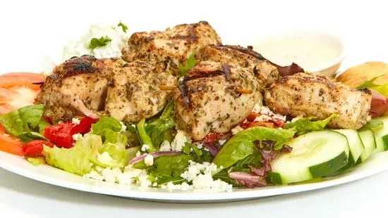 GREEK SALAD w/ GRILLED CHICKEN KEBOB