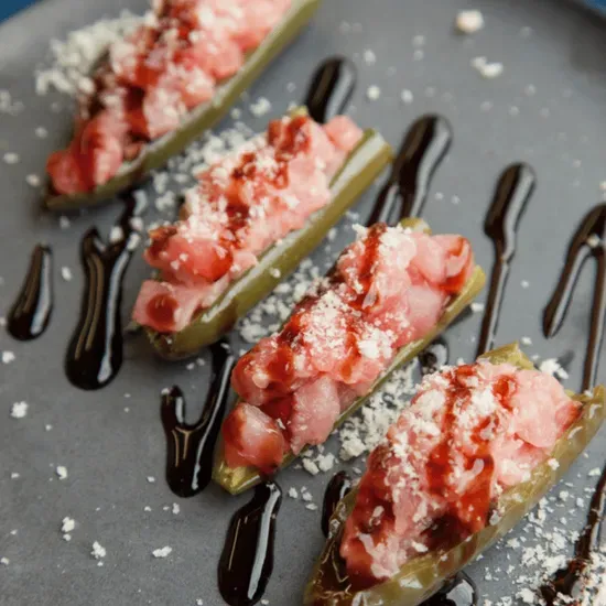 Tuna stuffed Shishito peppers  App