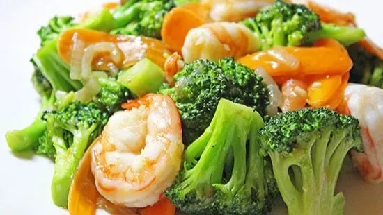 113.  Steamed Shrimp with Broccoli