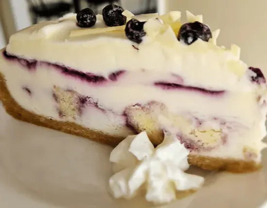 Blueberry Cobbler White Chocolate Cheesecake