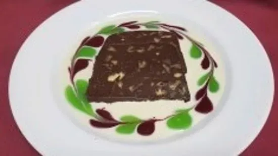 Chocolate Pecan Terrine, Amaretto Anglaise