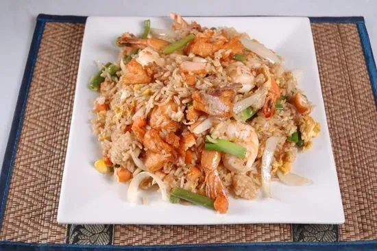 Salmon And Shrimp Fried Rice