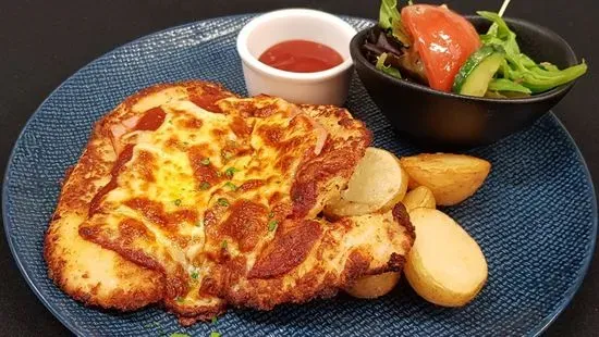 Chicken Parmigiana with Two Vegetables