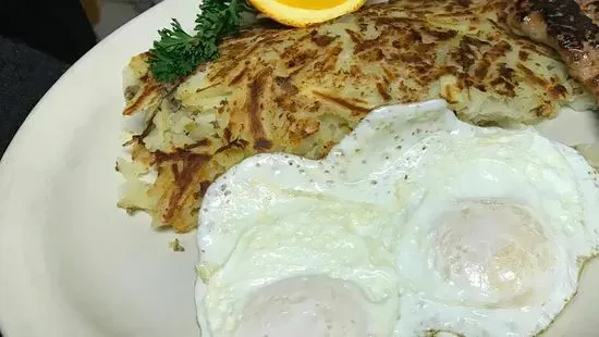 Pork roll and eggs with home fries and toast