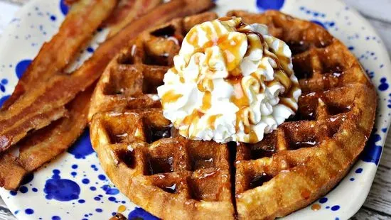 Waffle with meat Breakfast