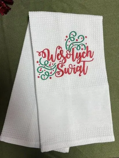 Towel- Merry Christmas Green/Red (Wesolych Swiat)