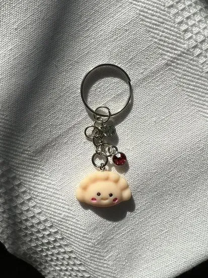 Pierogi Keychain with red & white gems