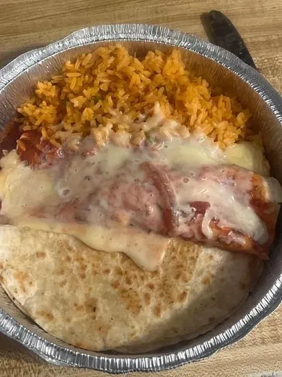 11. Chicken Burrito, Cheese Quesadilla and Rice