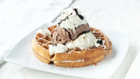 Crisp Belgian Waffles with Ice Cream