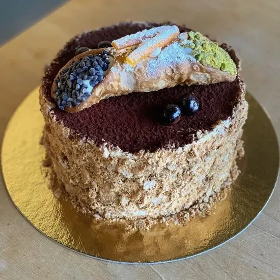Advance Order: Tiramisu Cake with Cannoli Garnish