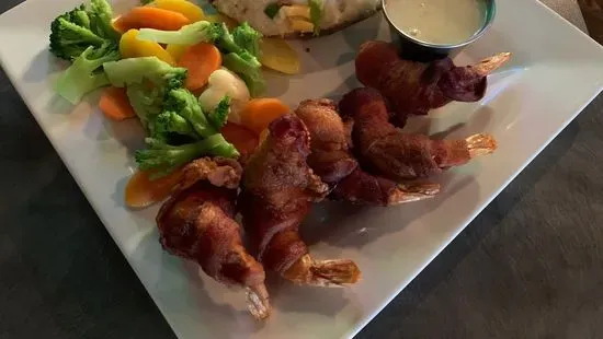 Bacon Wrapped Prawns Dinner